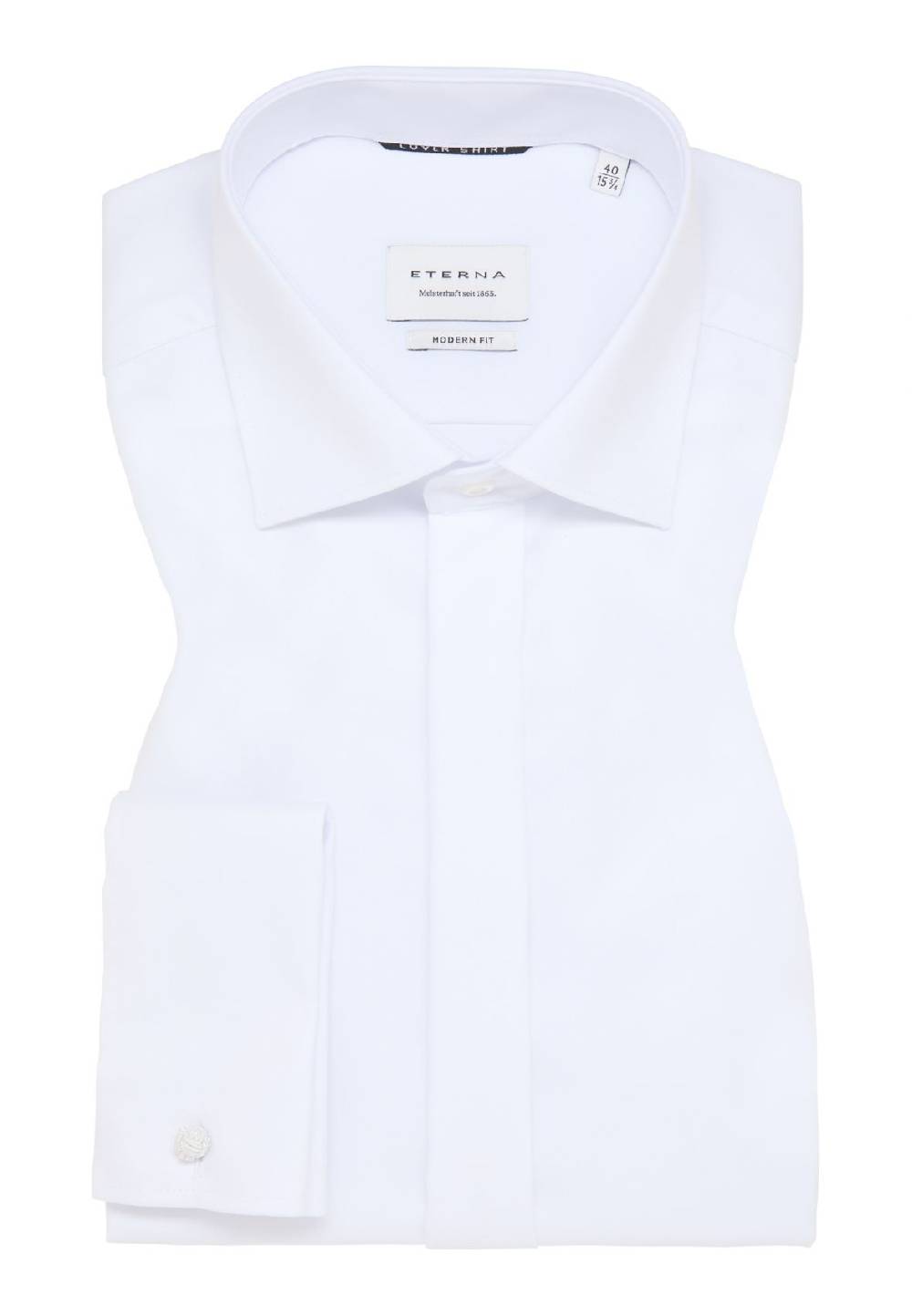 Eterna Camicia elegante eterna bianca modern fit polso doppio abbottonatura coperta Prezzo Ridotto