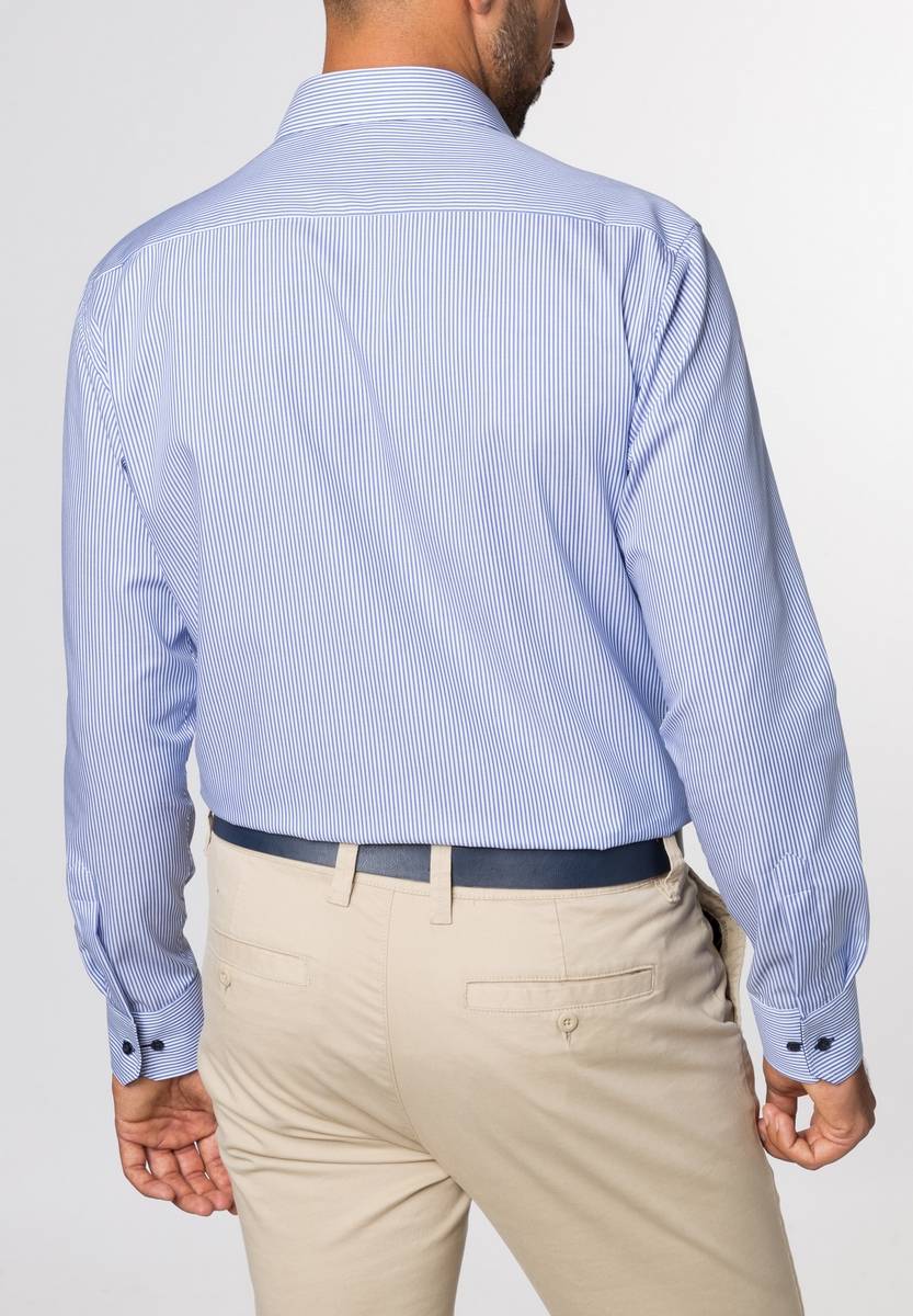 Eterna Camicia a righe azzurro eterna modern fit in cotone twill Novità