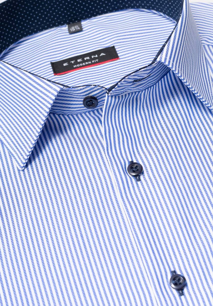 Eterna Camicia a righe azzurro eterna modern fit in cotone twill Novità