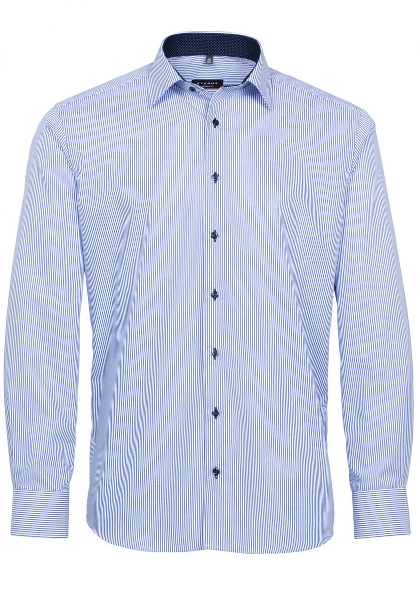 Eterna Camicia a righe azzurro eterna modern fit in cotone twill Novità