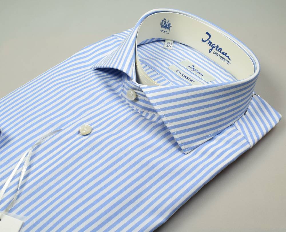 Ingram Camicia ingram no stiro a righe celeste slim fit Offerta