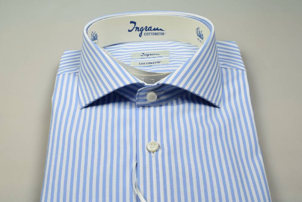 Ingram Camicia ingram no stiro a righe celeste slim fit Offerta
