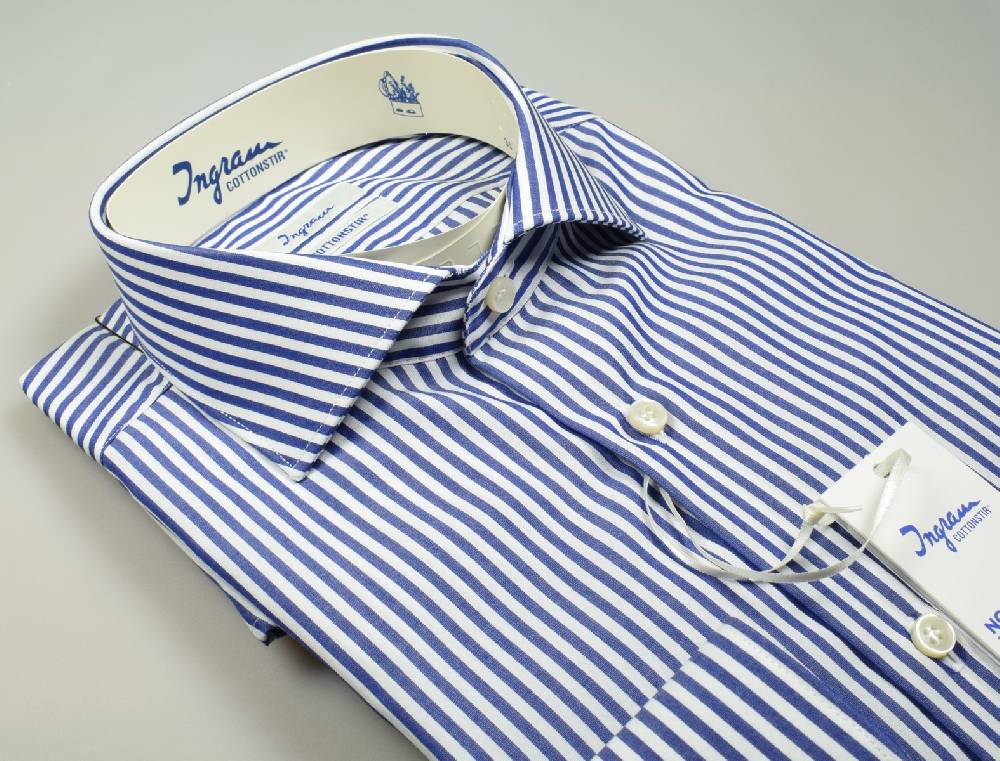 Ingram Camicia ingram no stiro a righe azzurro slim fit Economico