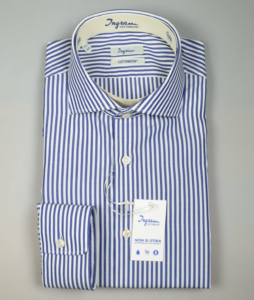 Ingram Camicia ingram no stiro a righe azzurro slim fit Economico