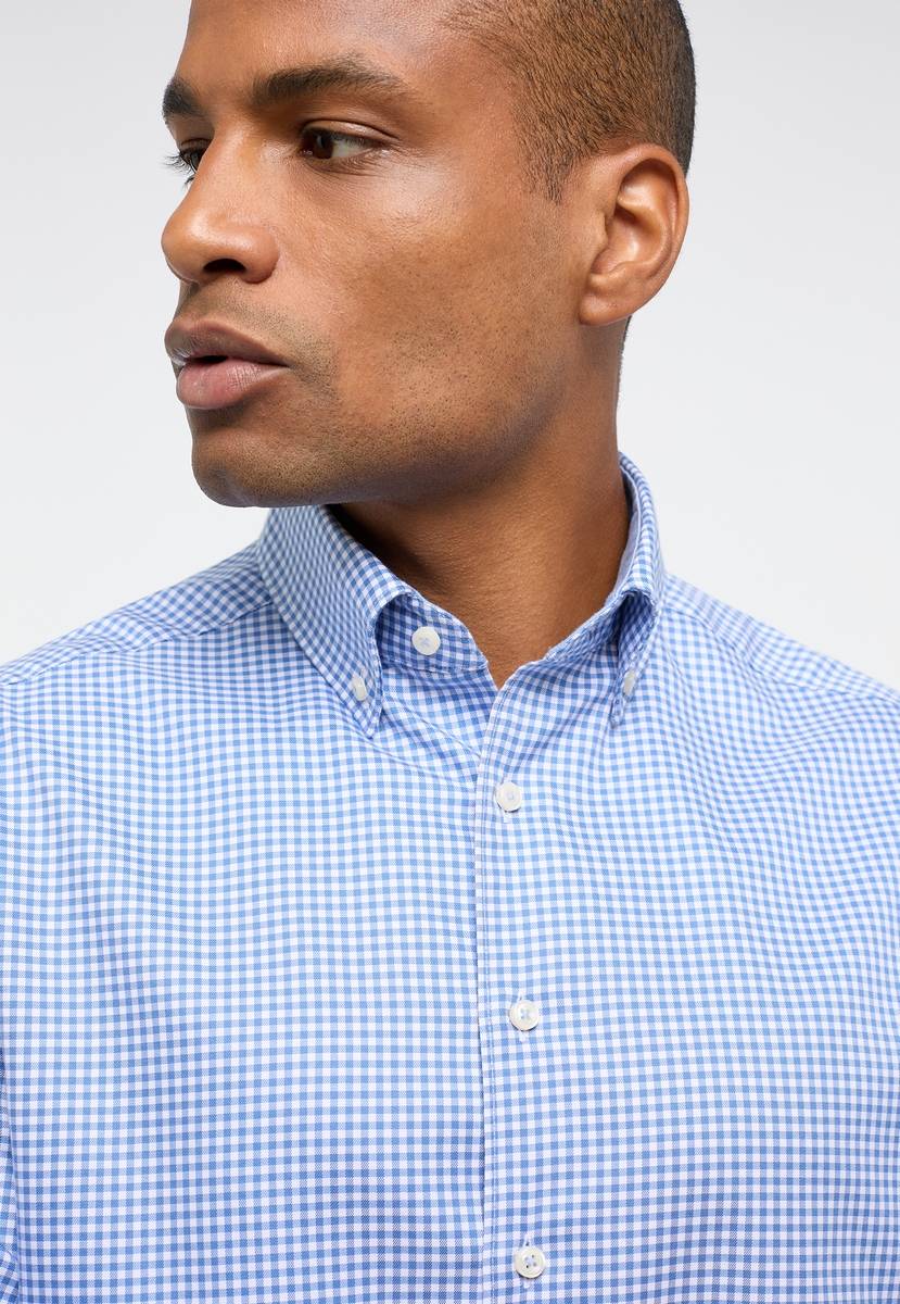 Eterna Camicia a quadretti azzurro eterna modern fit collo button-down Online