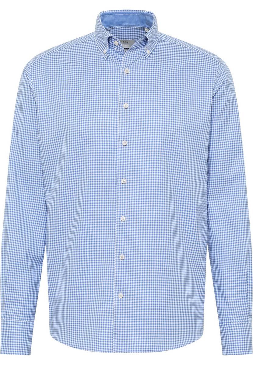 Eterna Camicia a quadretti azzurro eterna modern fit collo button-down Online