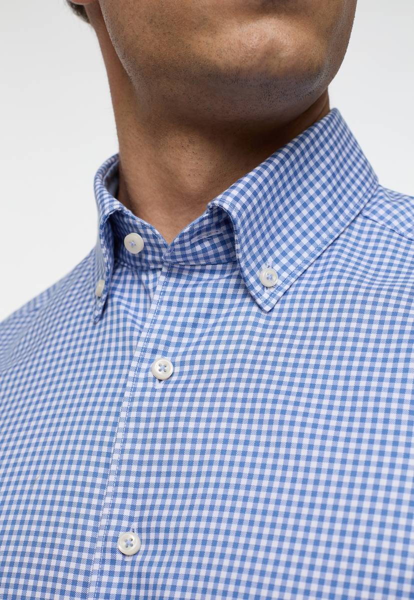 Eterna Camicia a quadretti azzurro eterna slim fit collo button-down Outlet