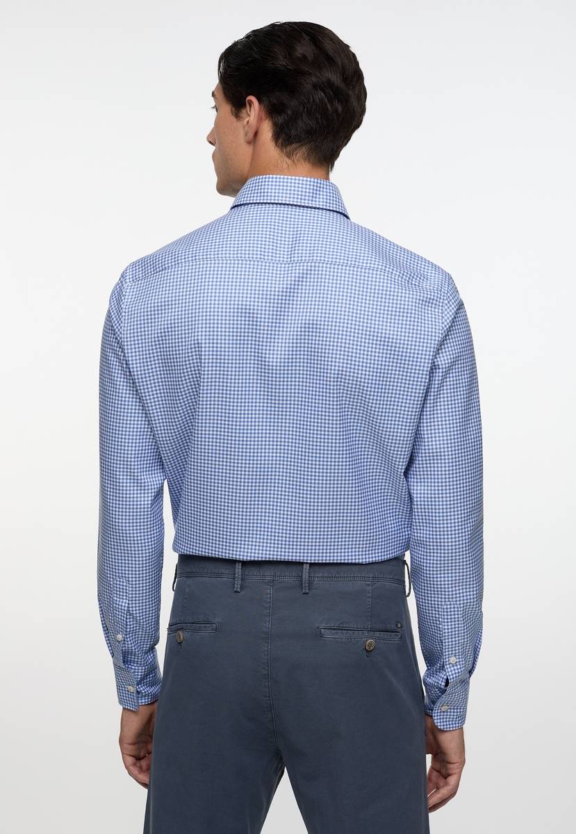 Eterna Camicia a quadretti azzurro eterna slim fit collo button-down Outlet