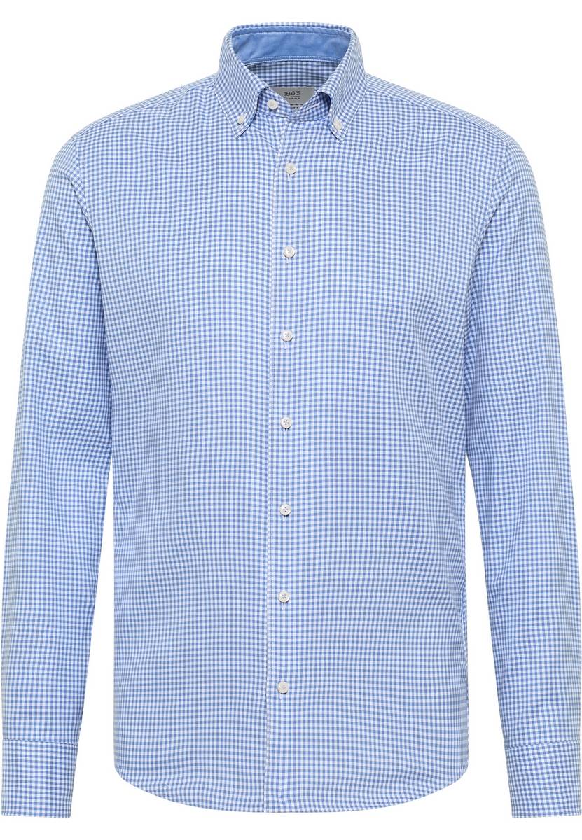 Eterna Camicia a quadretti azzurro eterna slim fit collo button-down Outlet
