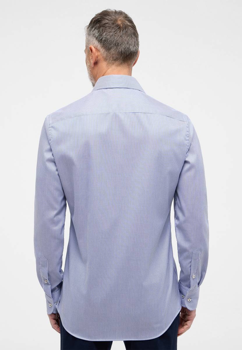 Eterna Camicia a righe azzurro eterna slim fit collo alla francese In Vendita