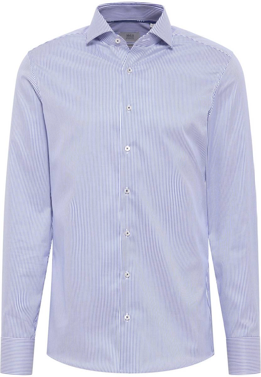 Eterna Camicia a righe azzurro eterna slim fit collo alla francese In Vendita