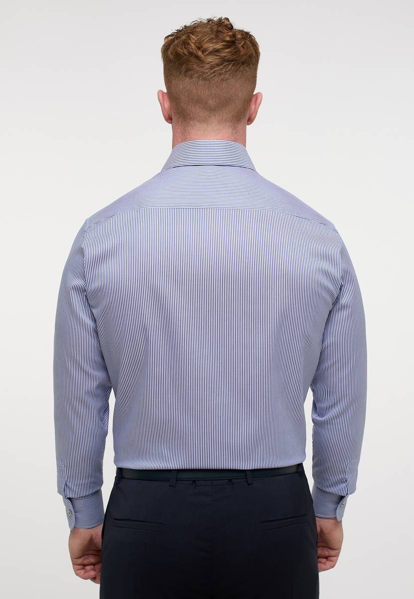 Eterna Camicia a righe azzurro eterna modern fit collo alla francese Saldi