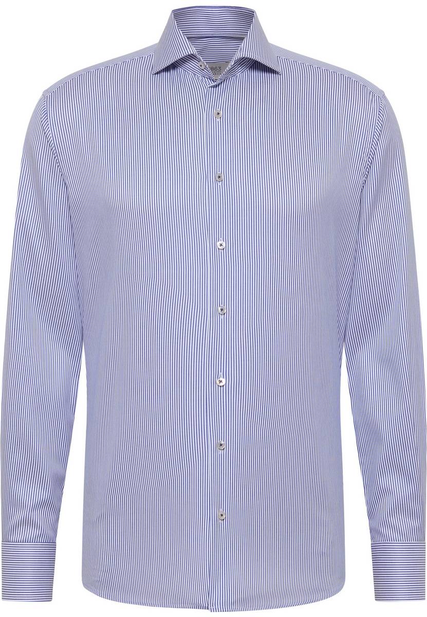 Eterna Camicia a righe azzurro eterna modern fit collo alla francese Saldi
