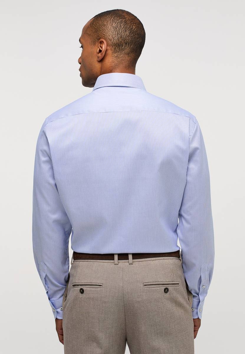 Eterna Camicia a righe azzurro eterna modern fit in cotone twill no stiro Offerte