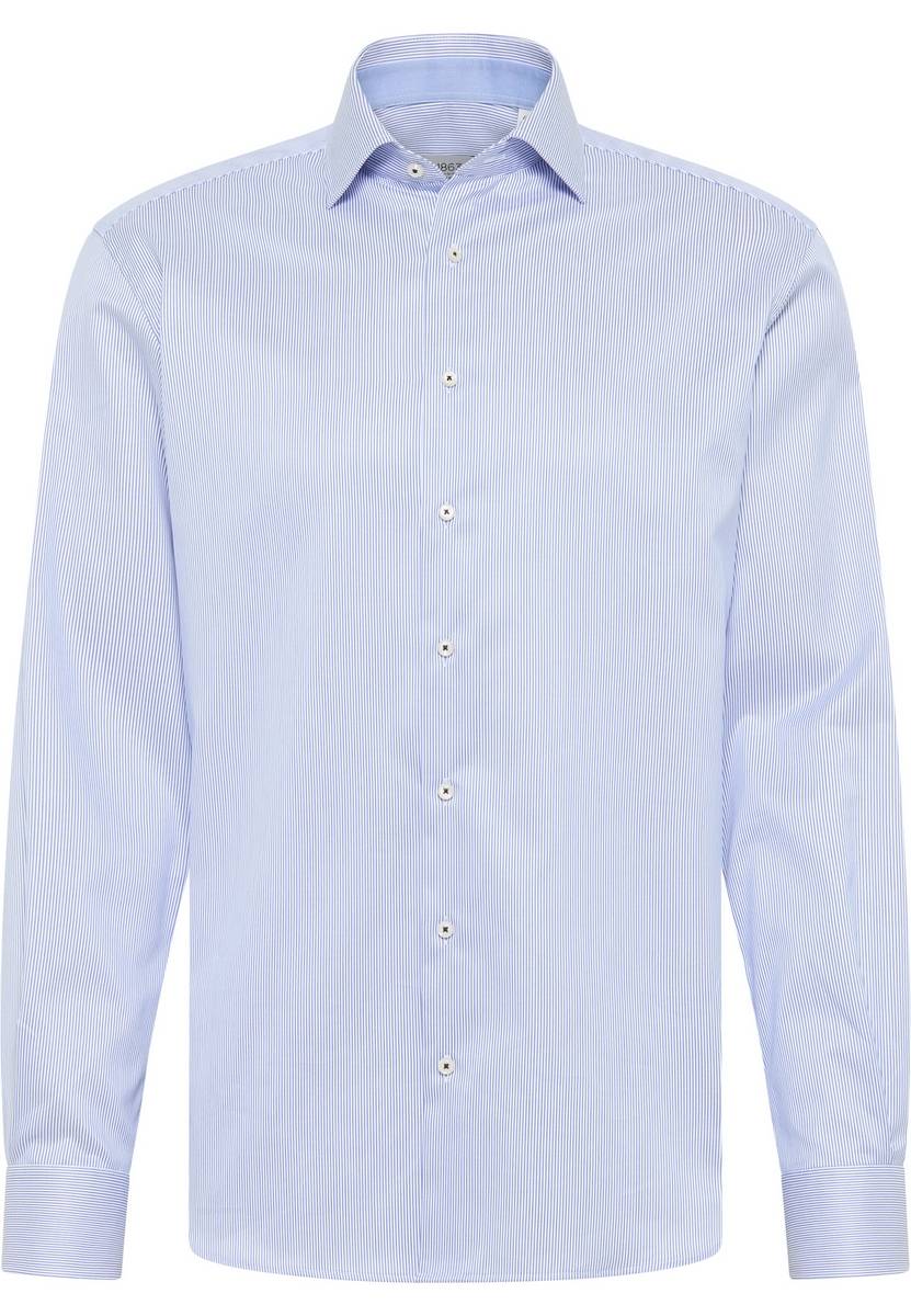 Eterna Camicia a righe azzurro eterna modern fit in cotone twill no stiro Offerte