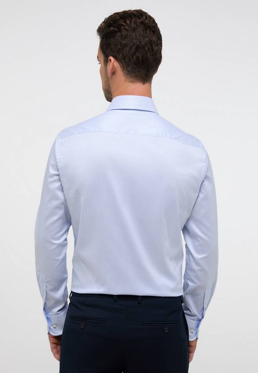 Eterna Camicia a righe celeste eterna modern fit in cotone twill no stiro Hotsell