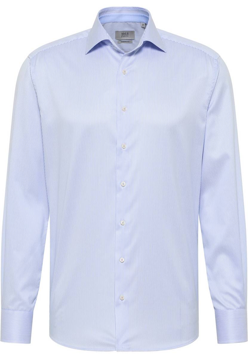 Eterna Camicia a righe celeste eterna modern fit in cotone twill no stiro Hotsell