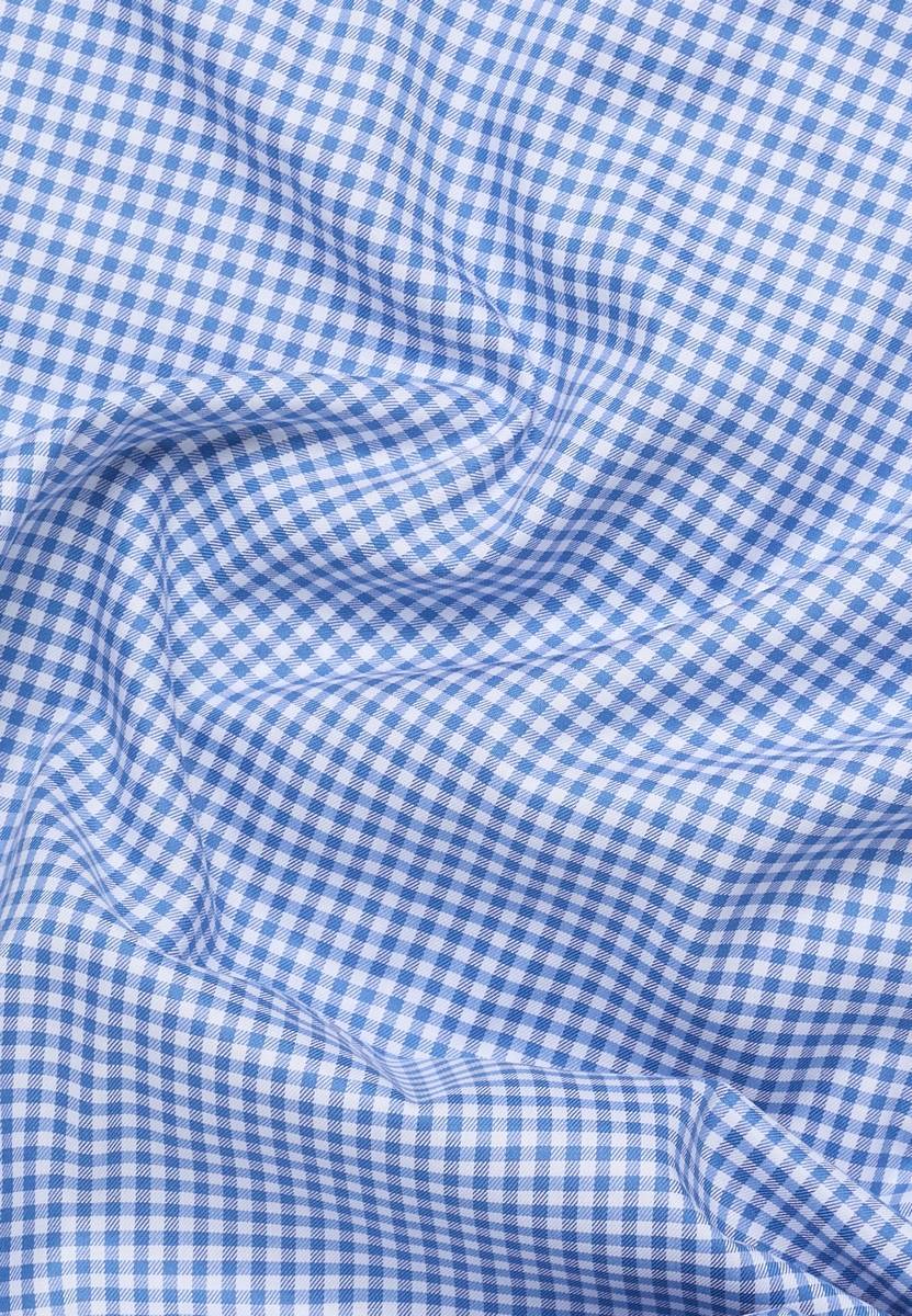 Eterna Camicia a quadretti azzurro eterna slim fit in cotone twill no stiro Saldi Di Fabbrica