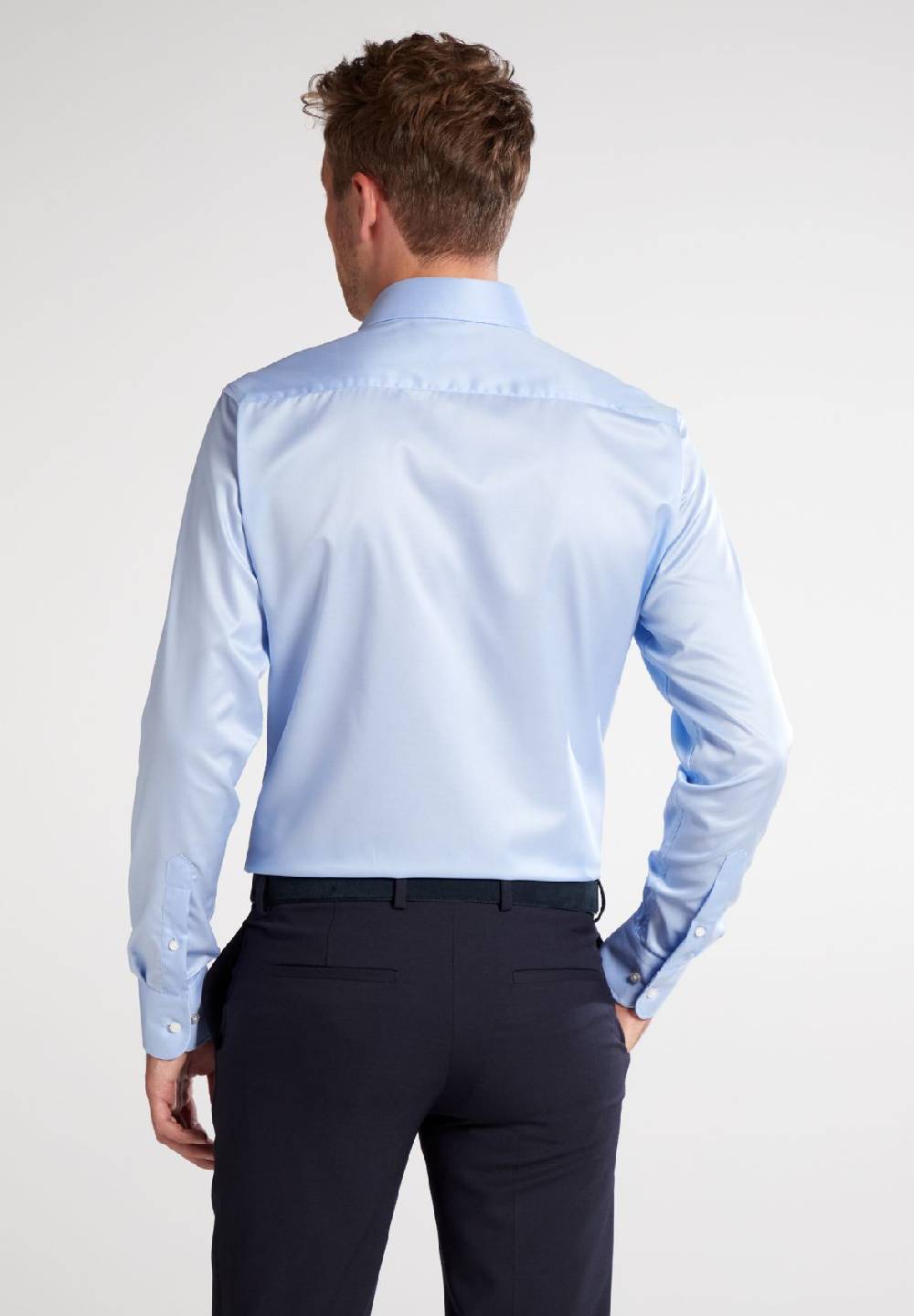 Eterna Camicia celeste eterna slim fit in cotone twill no stiro Negozio