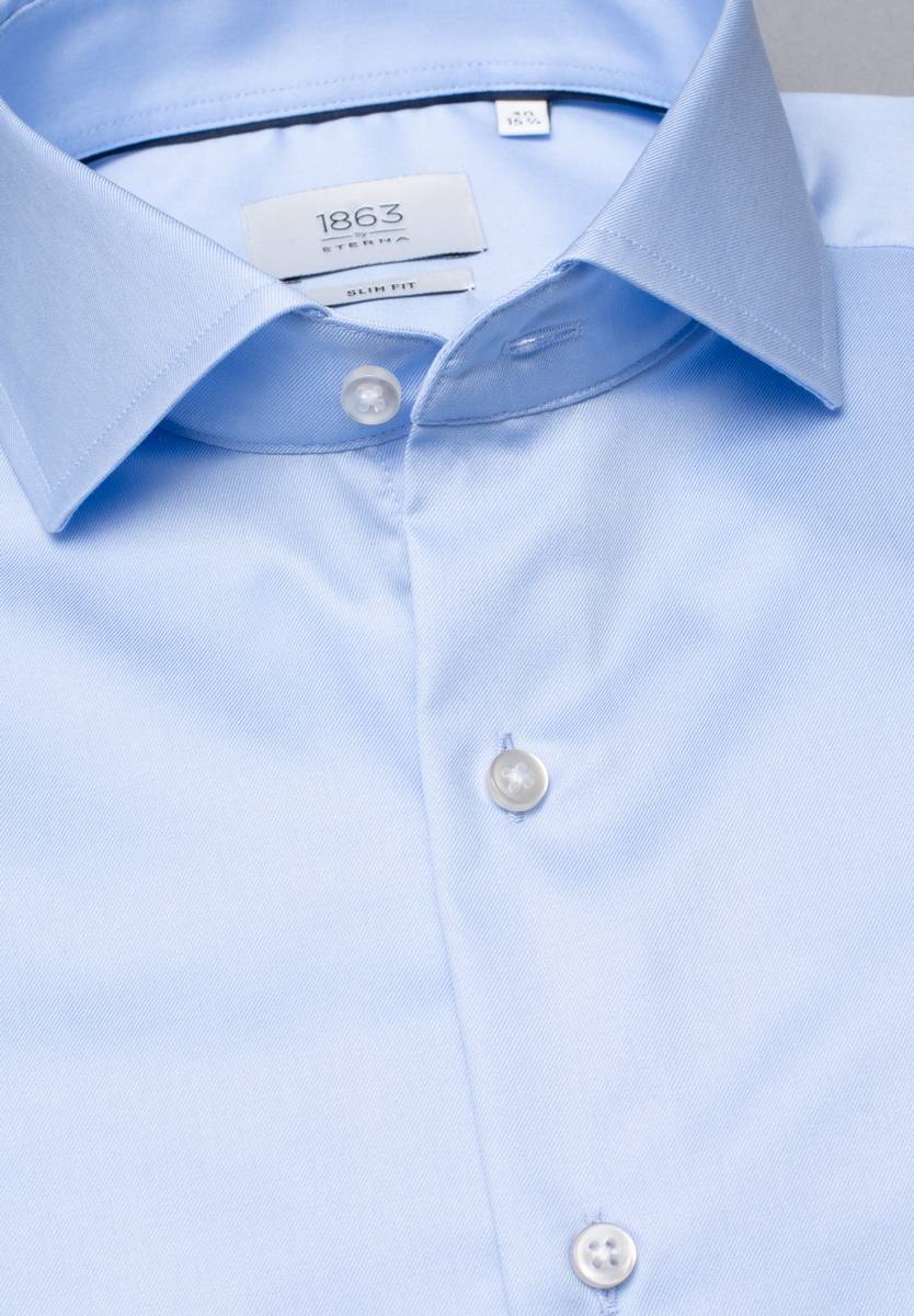 Eterna Camicia celeste eterna slim fit in cotone twill no stiro Negozio