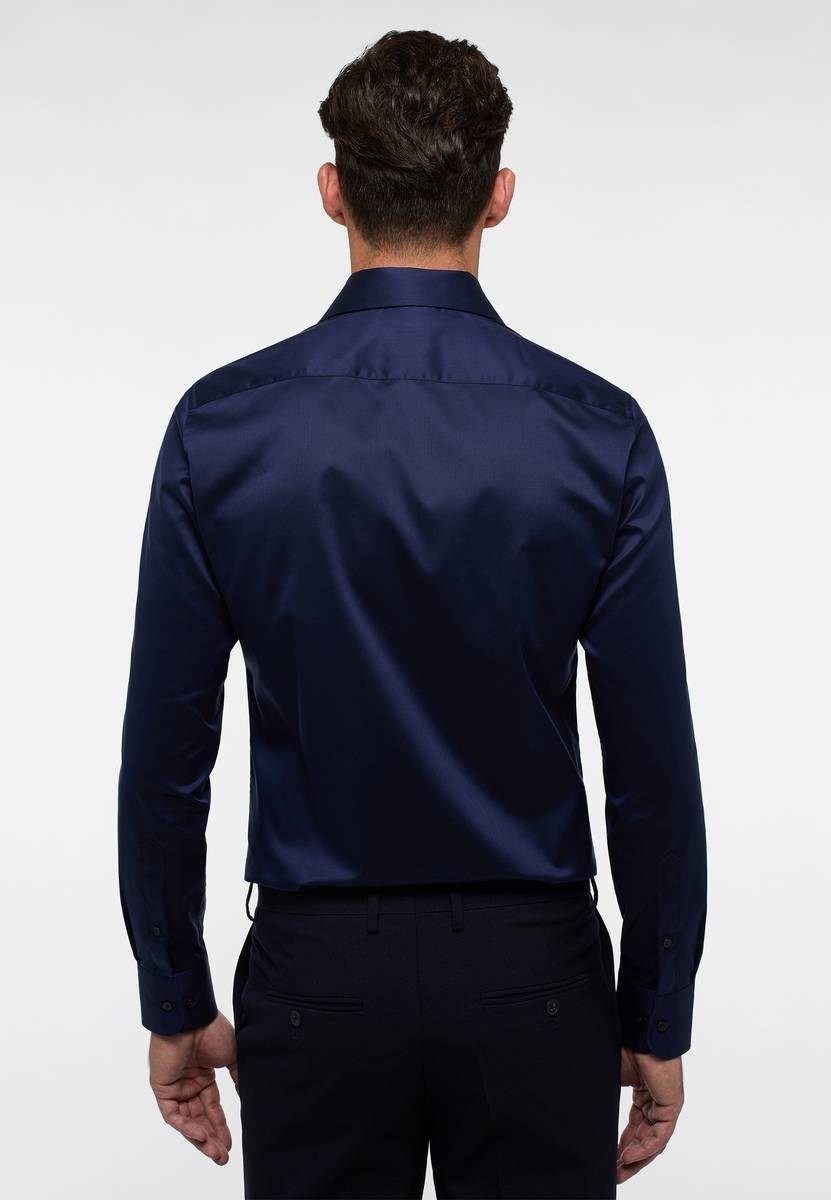 Eterna Camicia blu eterna slim fit in cotone twill no stiro In Saldo