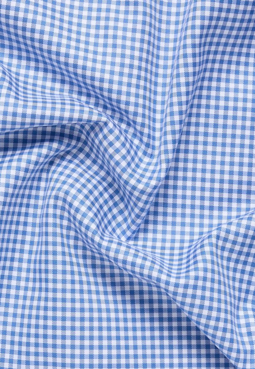 Eterna Camicia eterna a quadretti celeste modern fit in cotone twill no stiro Moda