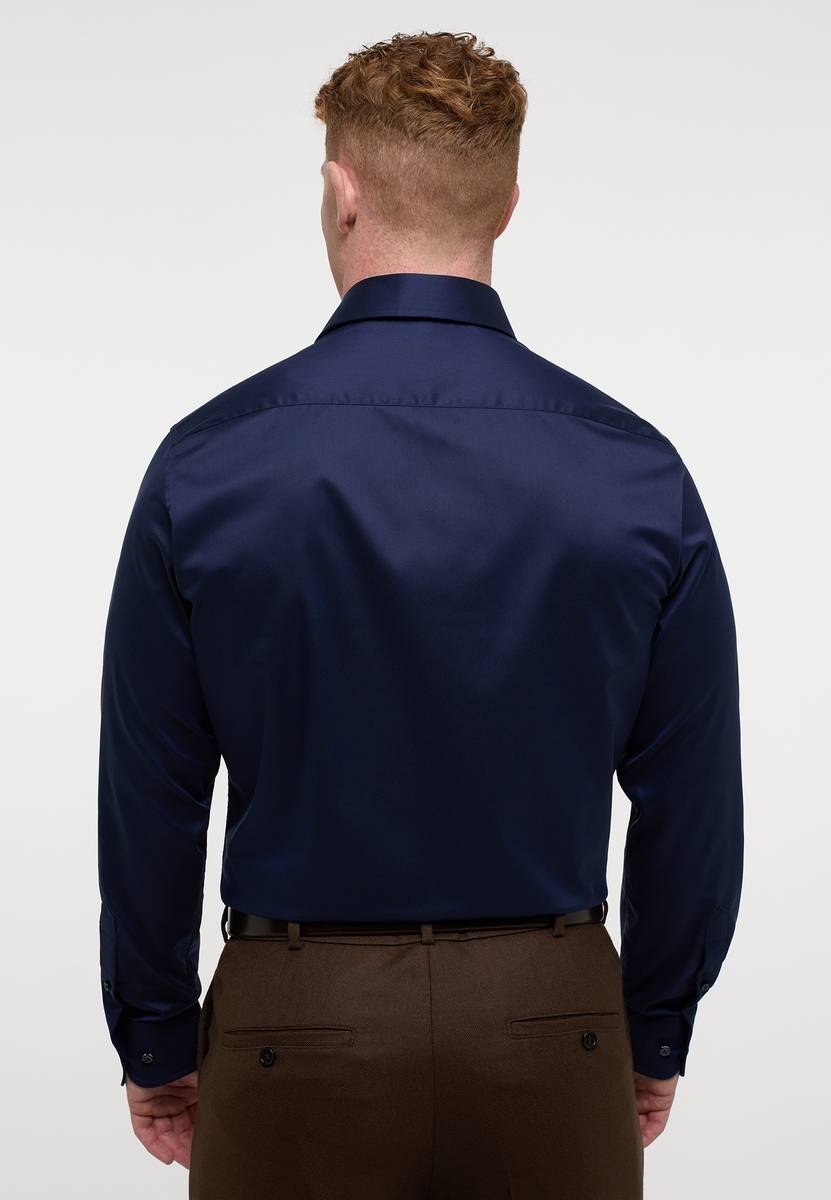Eterna Camicia blu scuro eterna modern fit in cotone twill no stiro Sconto di tempo limitato