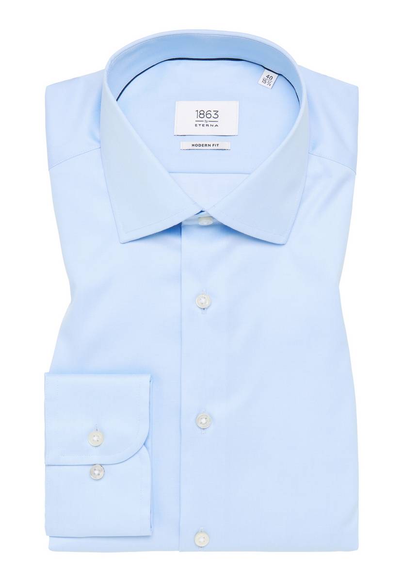 Eterna Camicia celeste eterna modern fit in cotone twill no stiro Prezzo di fabbrica