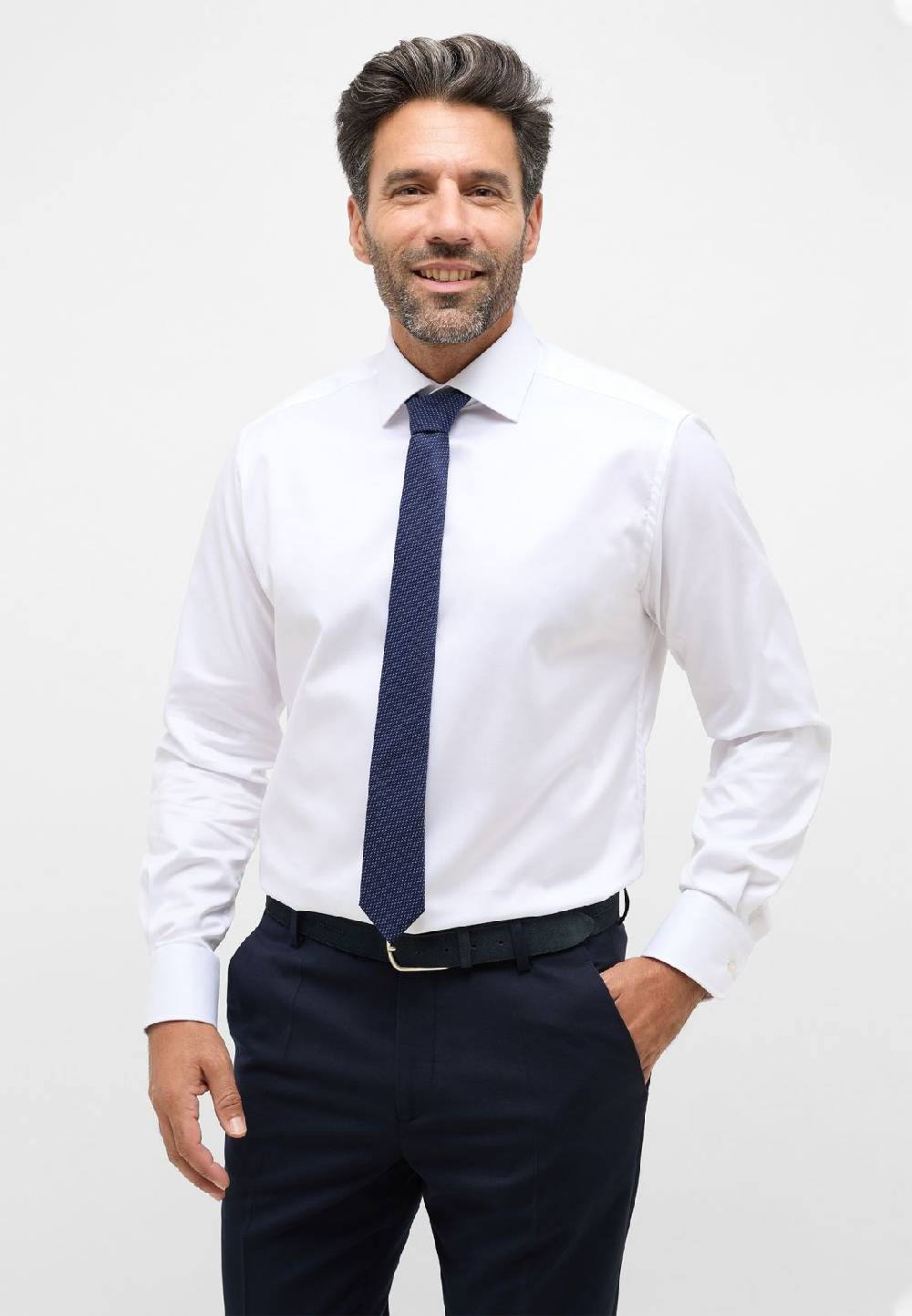 Eterna Camicia bianca eterna modern fit in cotone twill no stiro Offerta speciale