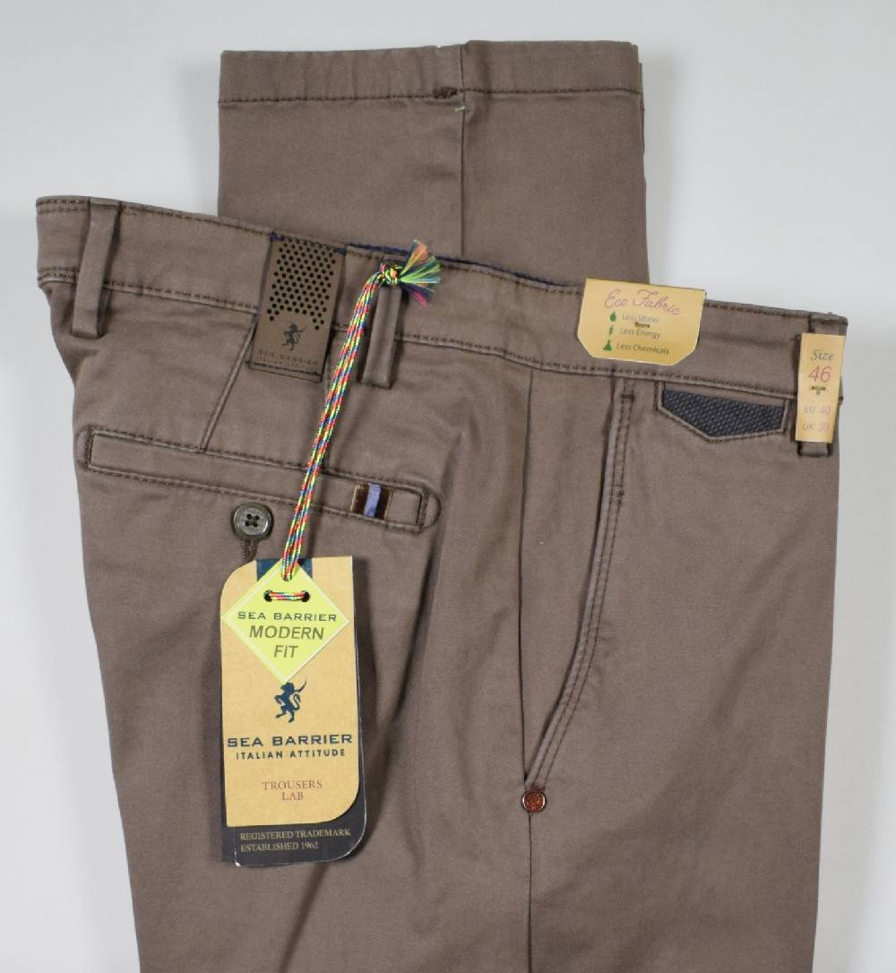 Sea Barrier Pantalone sea barrier marrone in cotone raso stretch modern fit Offerta speciale della fabbrica