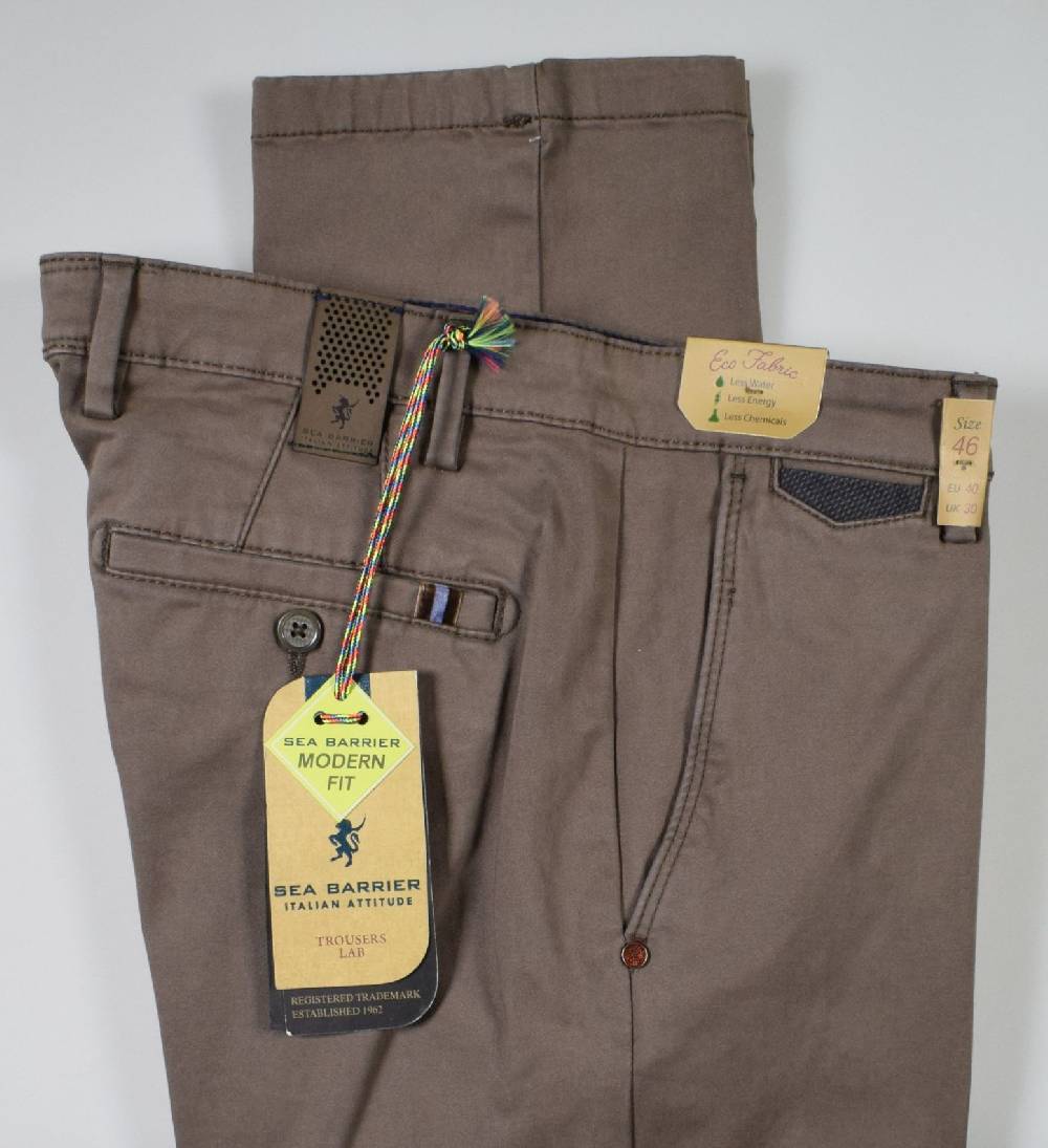 Sea Barrier Pantalone sea barrier marrone in cotone raso stretch modern fit Offerta speciale della fabbrica