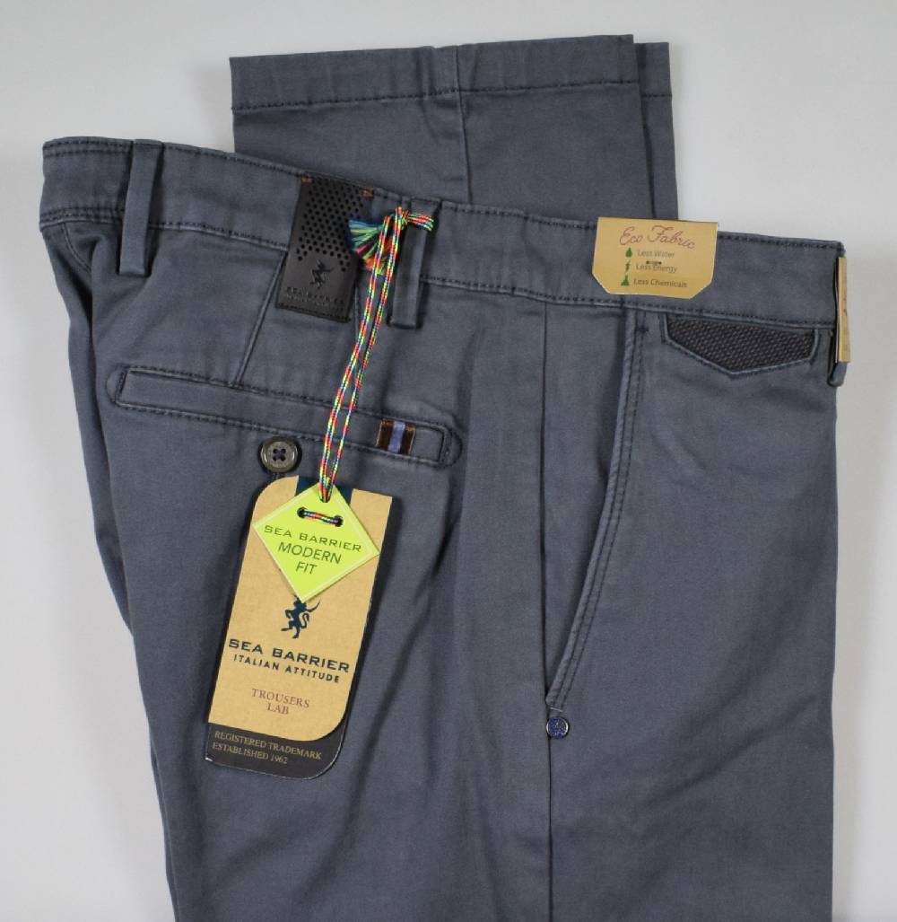 Sea Barrier Pantalone sea barrier grigio scuro in cotone raso stretch modern fit Sostegno trimestrale