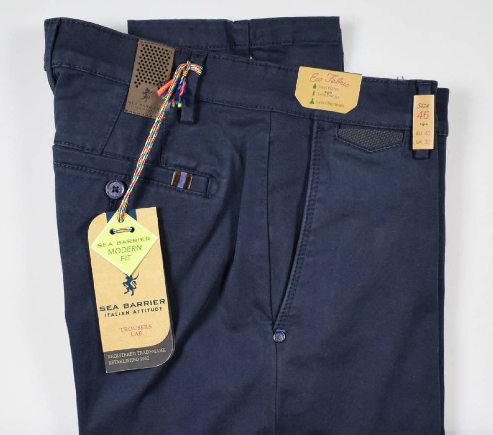 Sea Barrier Pantalone sea barrier blu in cotone raso stretch modern fit Fino al 55% di sconto