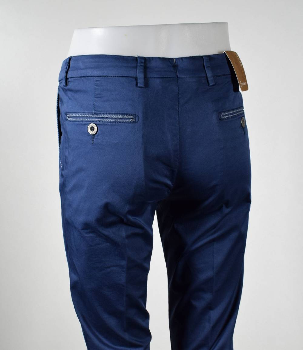 B Settecento Pantalone bsettecento blu scuro slim fit cotone stretch Trasporto libero internazionale