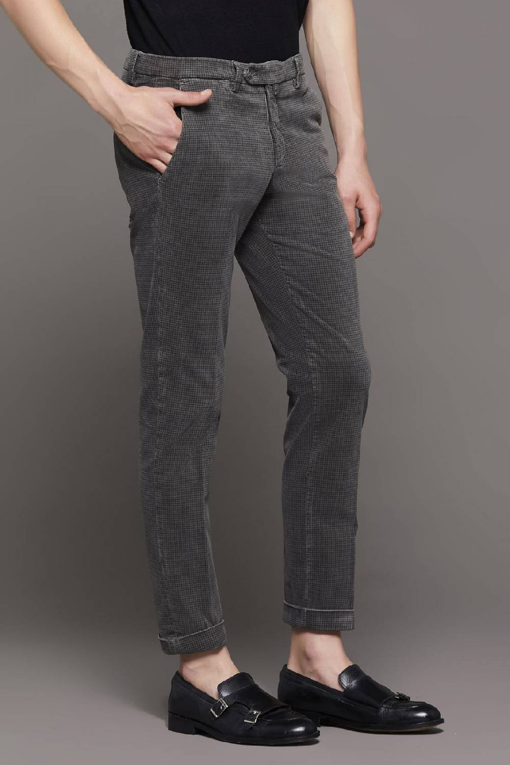 B Settecento Pantalone in velluto stampato slim fit bsettecento Black Friday Prezzi