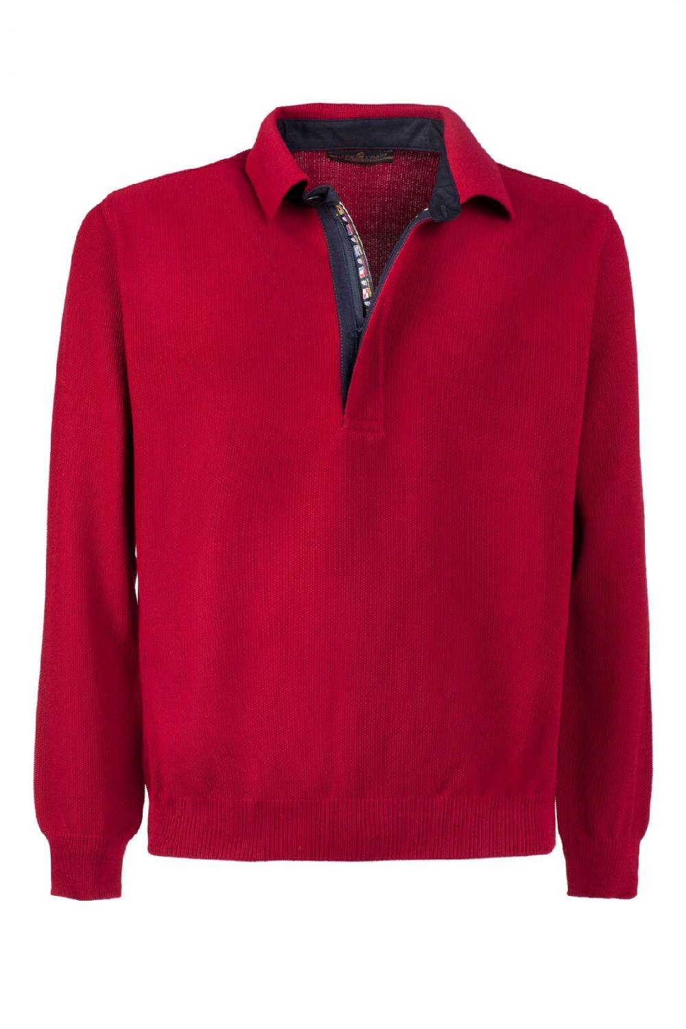 Green Coast Polo con zip green coast bordò modern fit made in italy Vendita