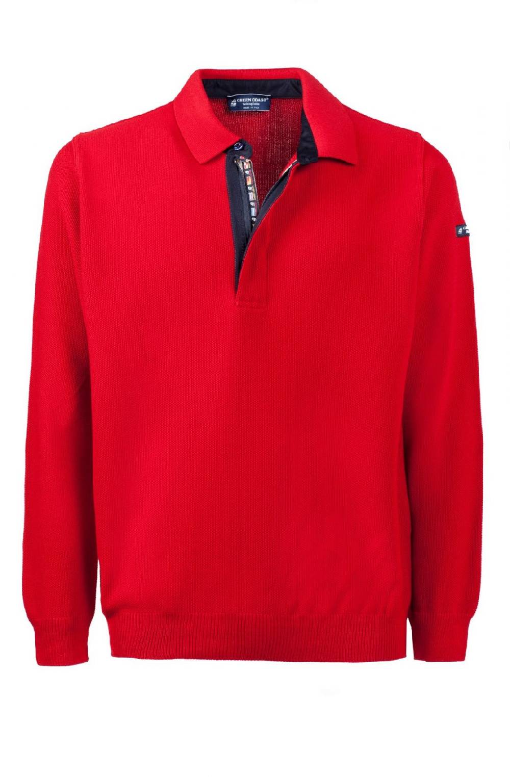 Green Coast Polo con zip green coast rossa modern fit made in italy Promozione