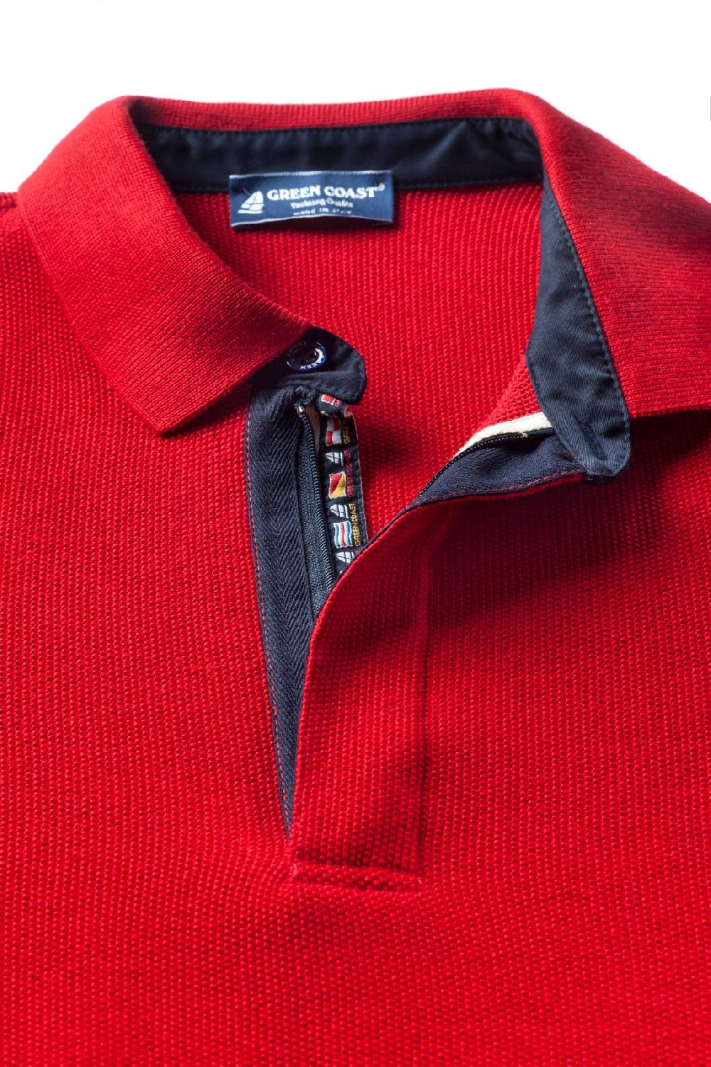Green Coast Polo con zip green coast rossa modern fit made in italy Promozione