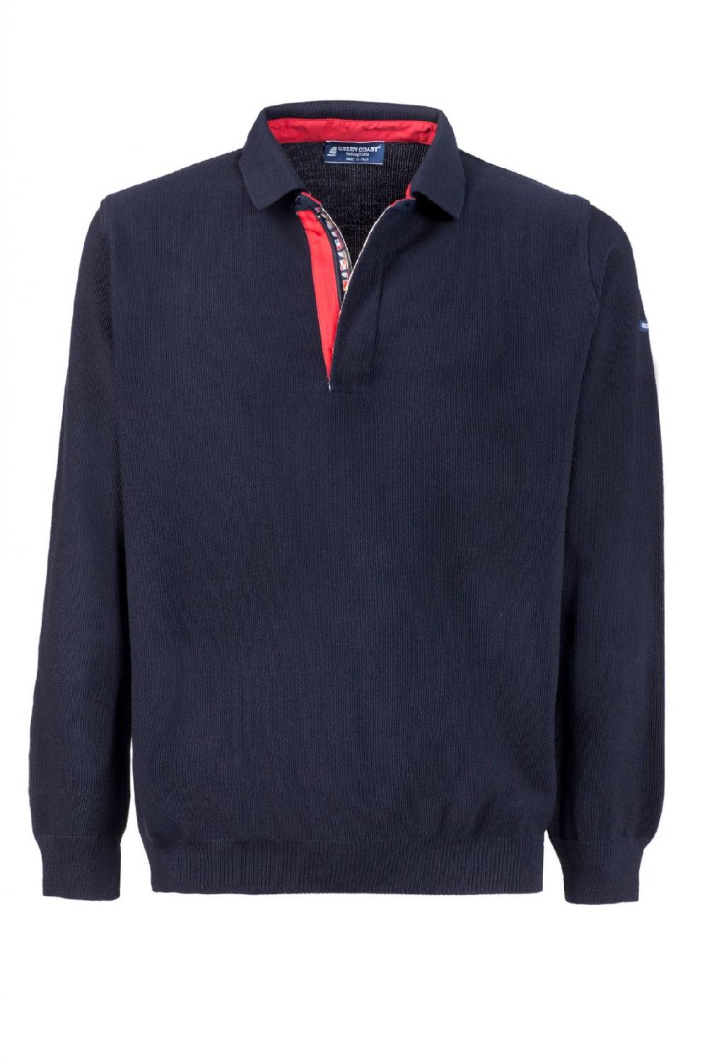 Green Coast Polo con zip green coast blu modern fit made in italy Spedizione Gratuita