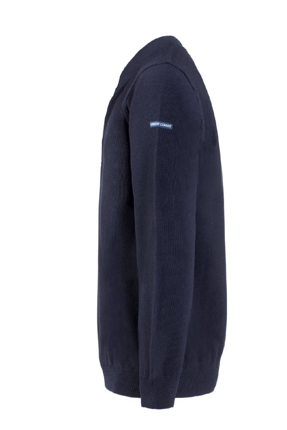 Green Coast Polo con zip green coast blu modern fit made in italy Spedizione Gratuita
