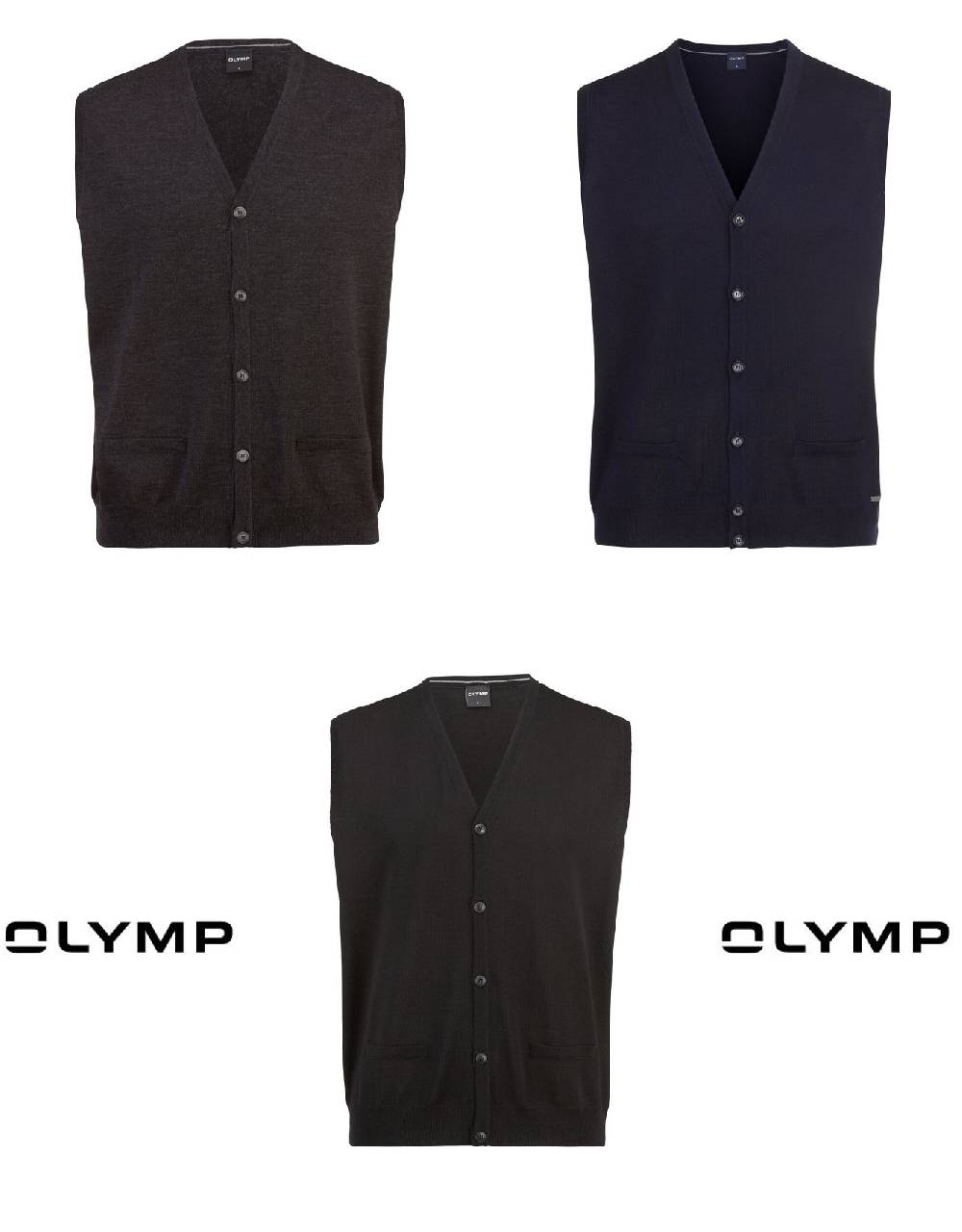 Olymp Gilet abbottonato con tasche olymp il lana merino pettinata Promozione Limitata
