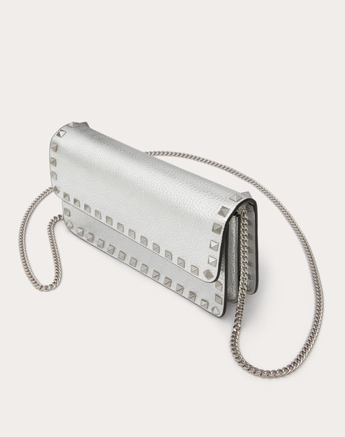 Red Valentino PORTAFOGLIO CON CATENA ROCKSTUD IN VITELLO GRANATO METALLIZZATO Vendita