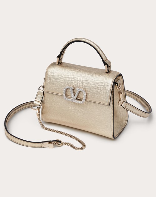 Red Valentino BORSA A MANO MINI VSLING IN VITELLO GRANATO METALLIZZATO Pezzi Unici