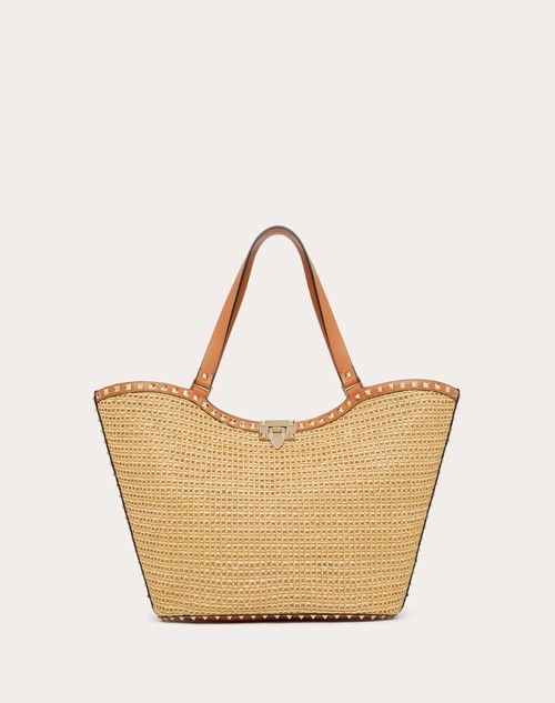 Red Valentino BORSA SHOPPING ROCKSTUD IN RAFIA INTRECCIATA Offerta