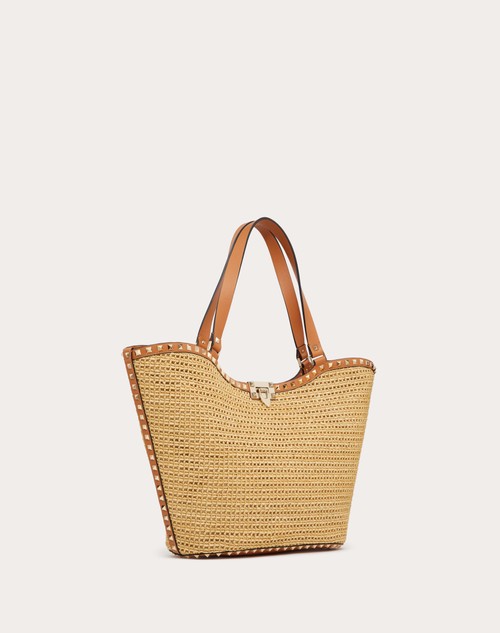 Red Valentino BORSA SHOPPING ROCKSTUD IN RAFIA INTRECCIATA Offerta