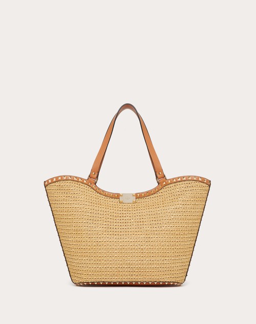 Red Valentino BORSA SHOPPING ROCKSTUD IN RAFIA INTRECCIATA Offerta
