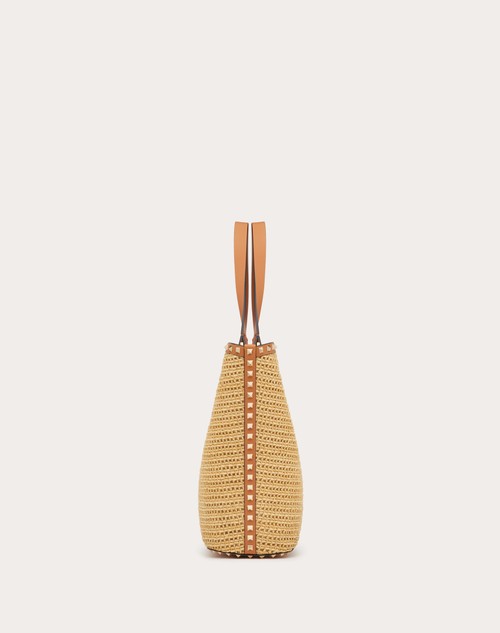 Red Valentino BORSA SHOPPING ROCKSTUD IN RAFIA INTRECCIATA Offerta