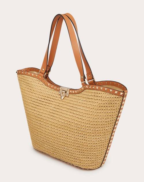Red Valentino BORSA SHOPPING ROCKSTUD IN RAFIA INTRECCIATA Offerta