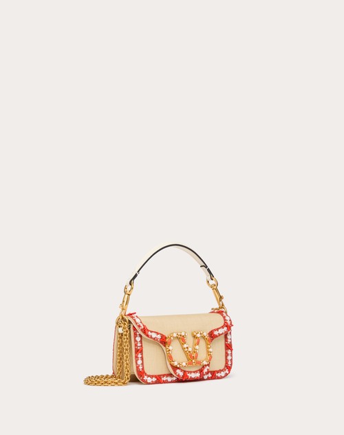 Red Valentino BORSA PICCOLA A SPALLA VALENTINO GARAVANI LOCÒ IN RAFIA CON PROFILO RICAMATO Sottocosto