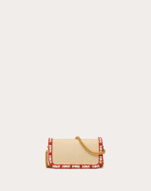Red Valentino BORSA PICCOLA A SPALLA VALENTINO GARAVANI LOCÒ IN RAFIA CON PROFILO RICAMATO Sottocosto